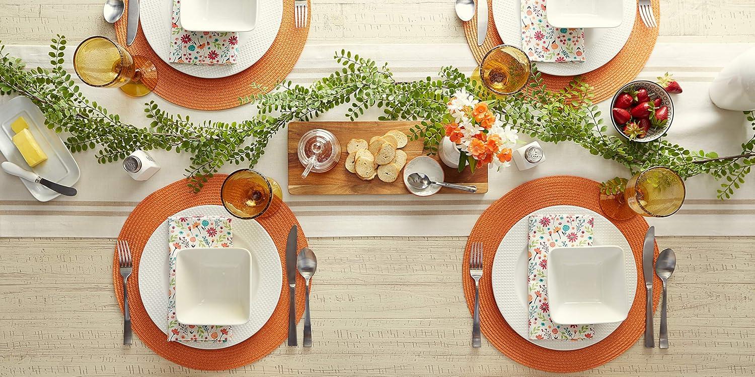 Orange Round Braided Polypropylene Placemats Set of 6