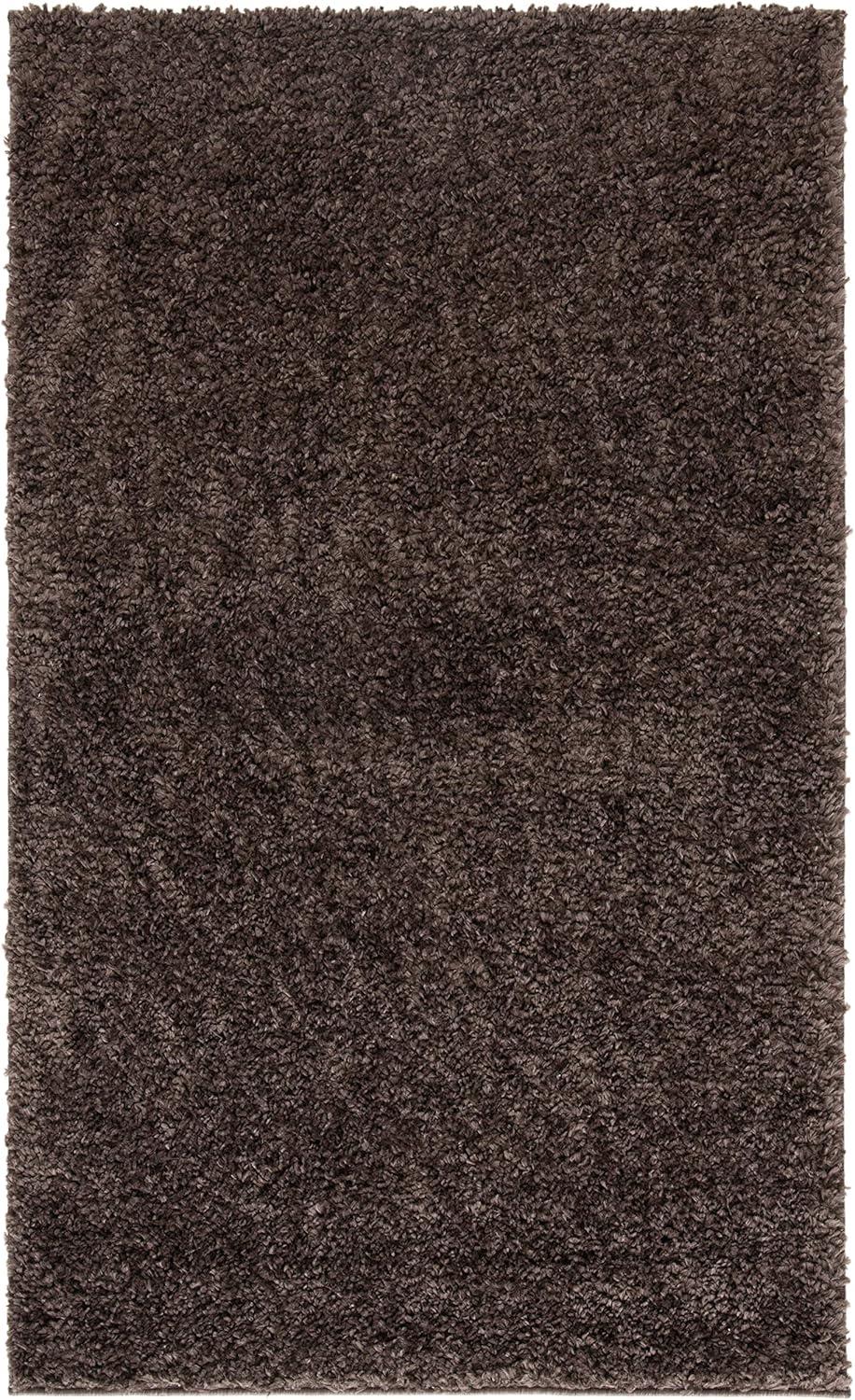 SAFAVIEH August Carlene Solid Plush Shag Area Rug, Brown, 2'3" x 4'