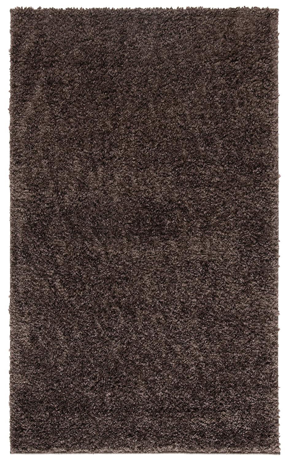 SAFAVIEH August Carlene Solid Plush Shag Area Rug, Brown, 2'3" x 4'