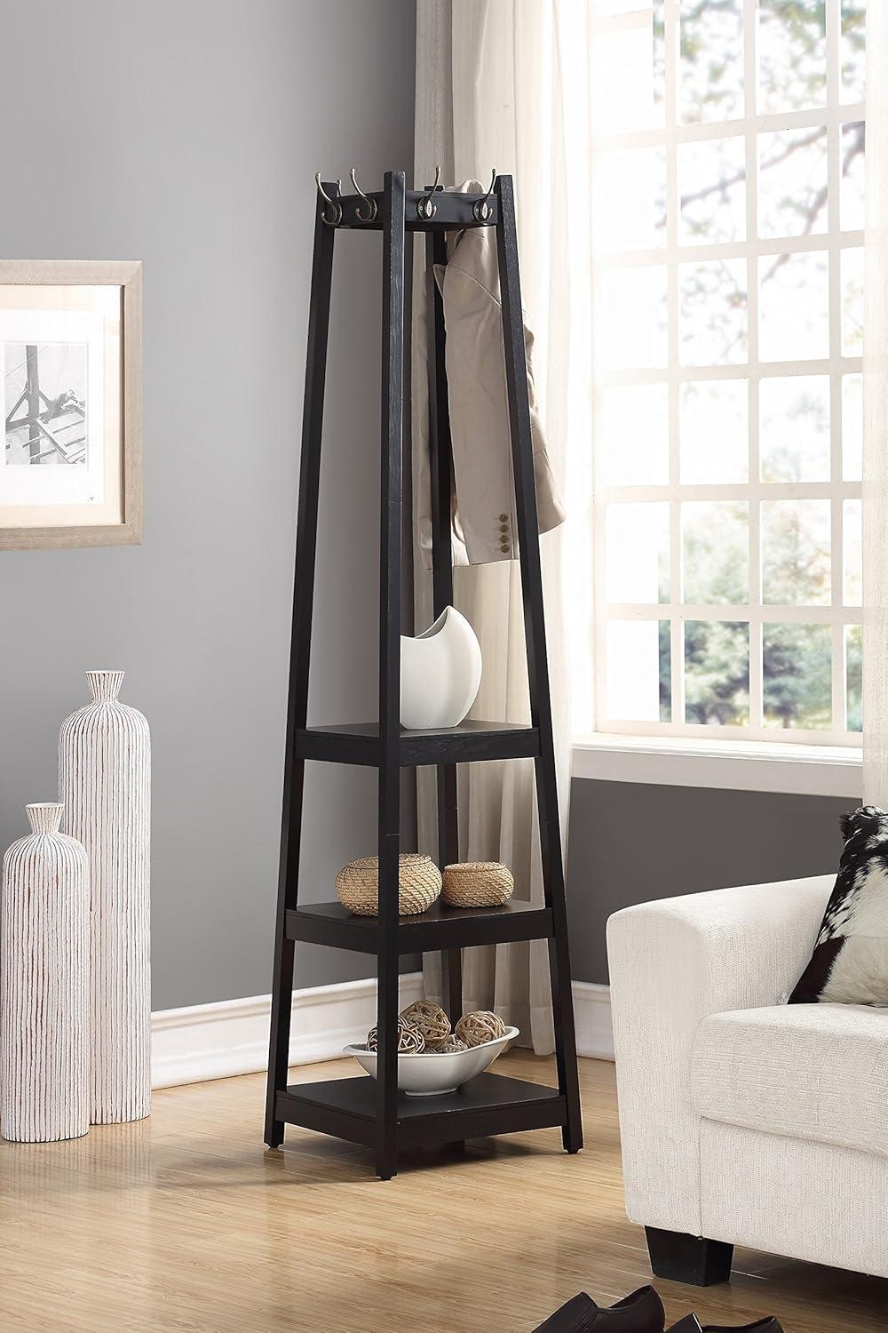 Roundhill Furniture Vassen 3-Tier Storage Shelve Coat Rack