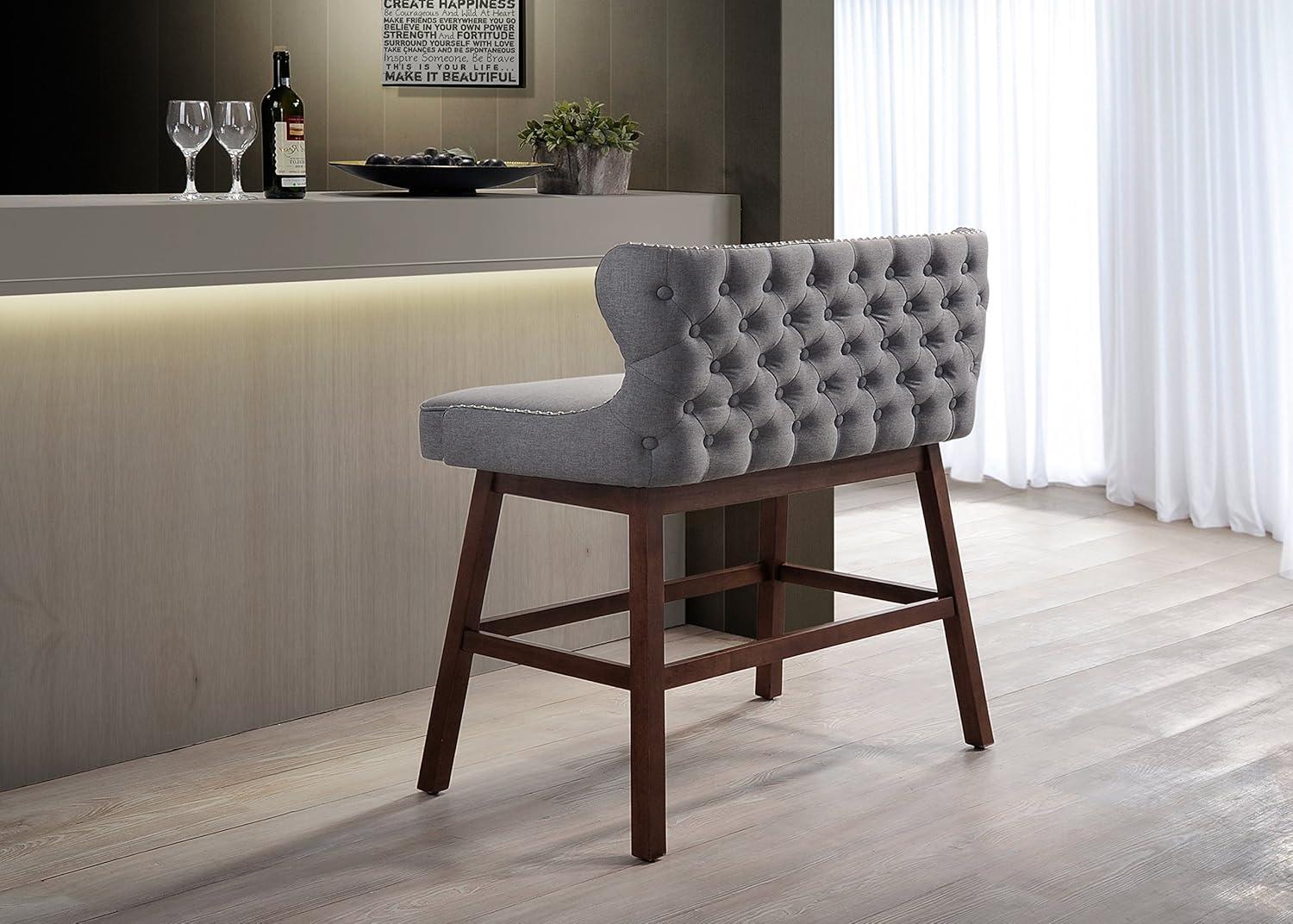 Gradisca Modern And Contemporary Fabric Button Tufted Upholstered Bar Bench Banquette - Baxton Studio