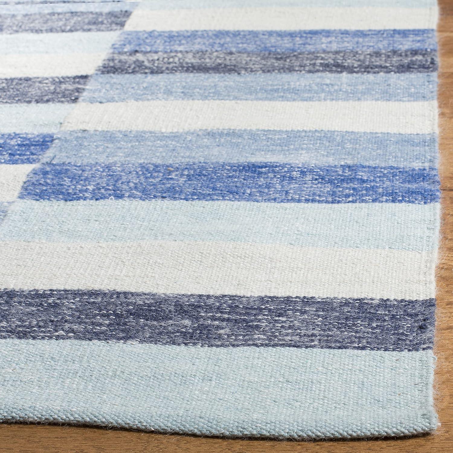 Striped Kilim STK411 Hand Woven Area Rug - Blue - 5'x8' - Safavieh.