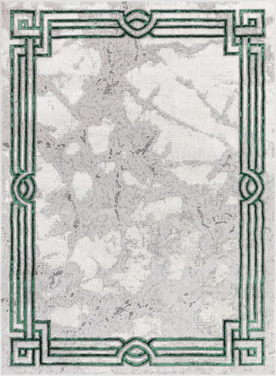 Well Woven Fairmont Huntington Modern Abstract Marble Pattern Green 5'3" x 7'3" Area Rug