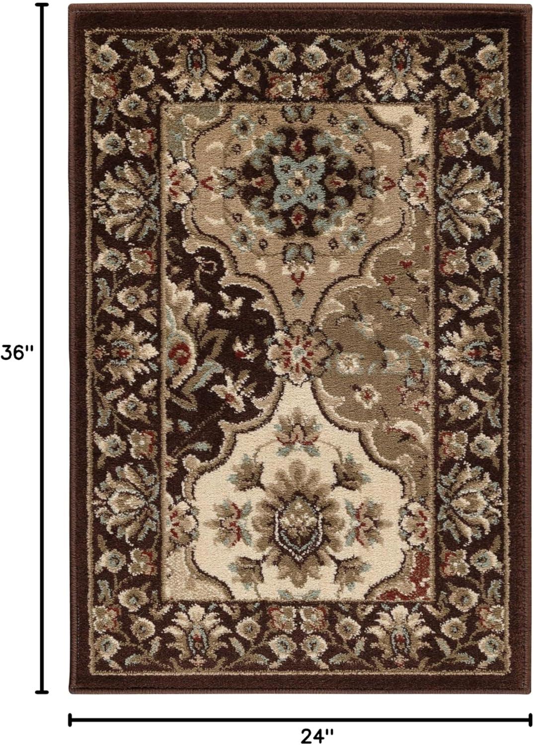 Superior Palmyra Floral Classic Indoor Area Rug, Chocolate, 2' x 3'