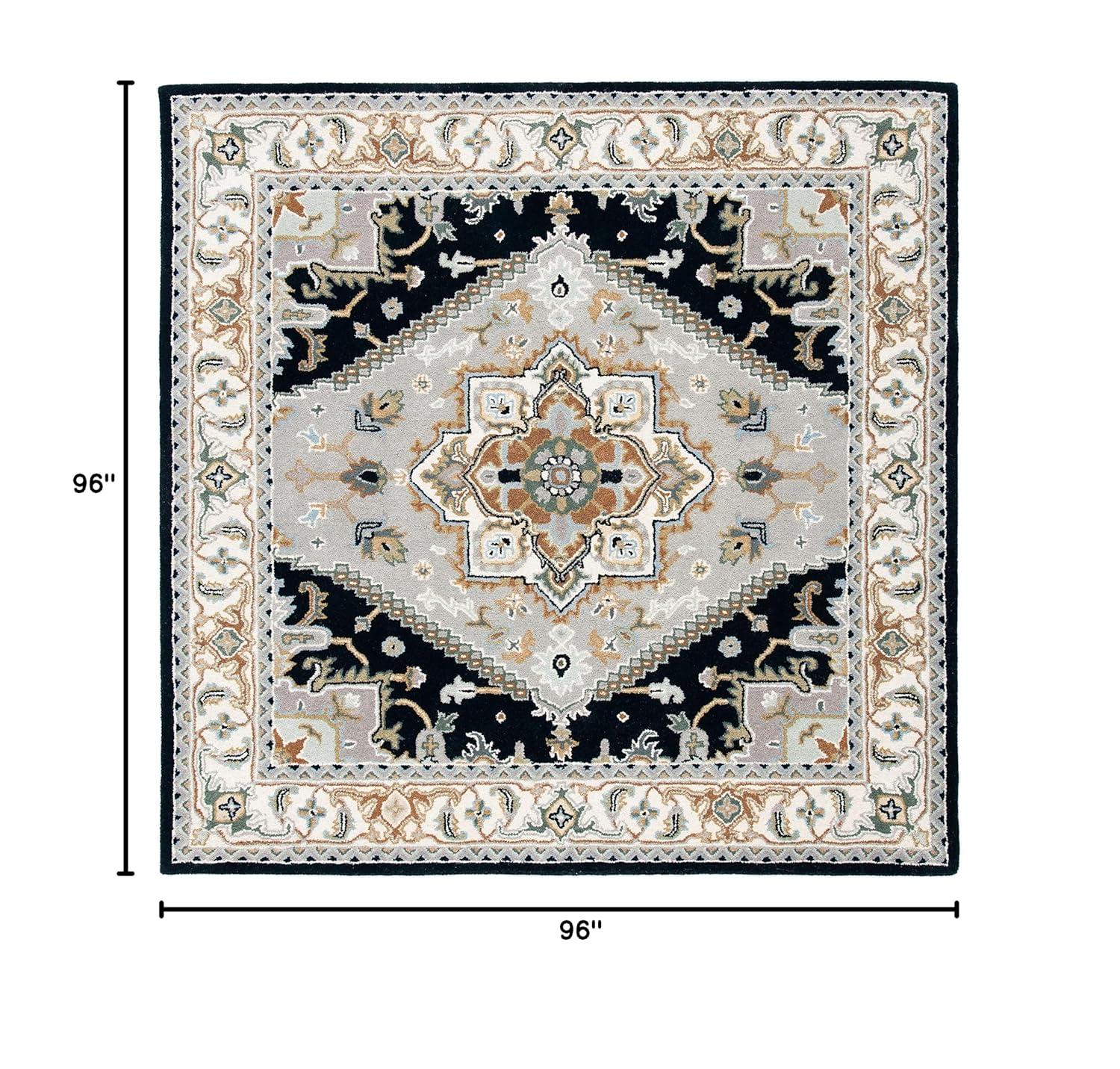 Heritage HG625 Handmade Area Rug - 8'x8' - Grey/Navy - Safavieh