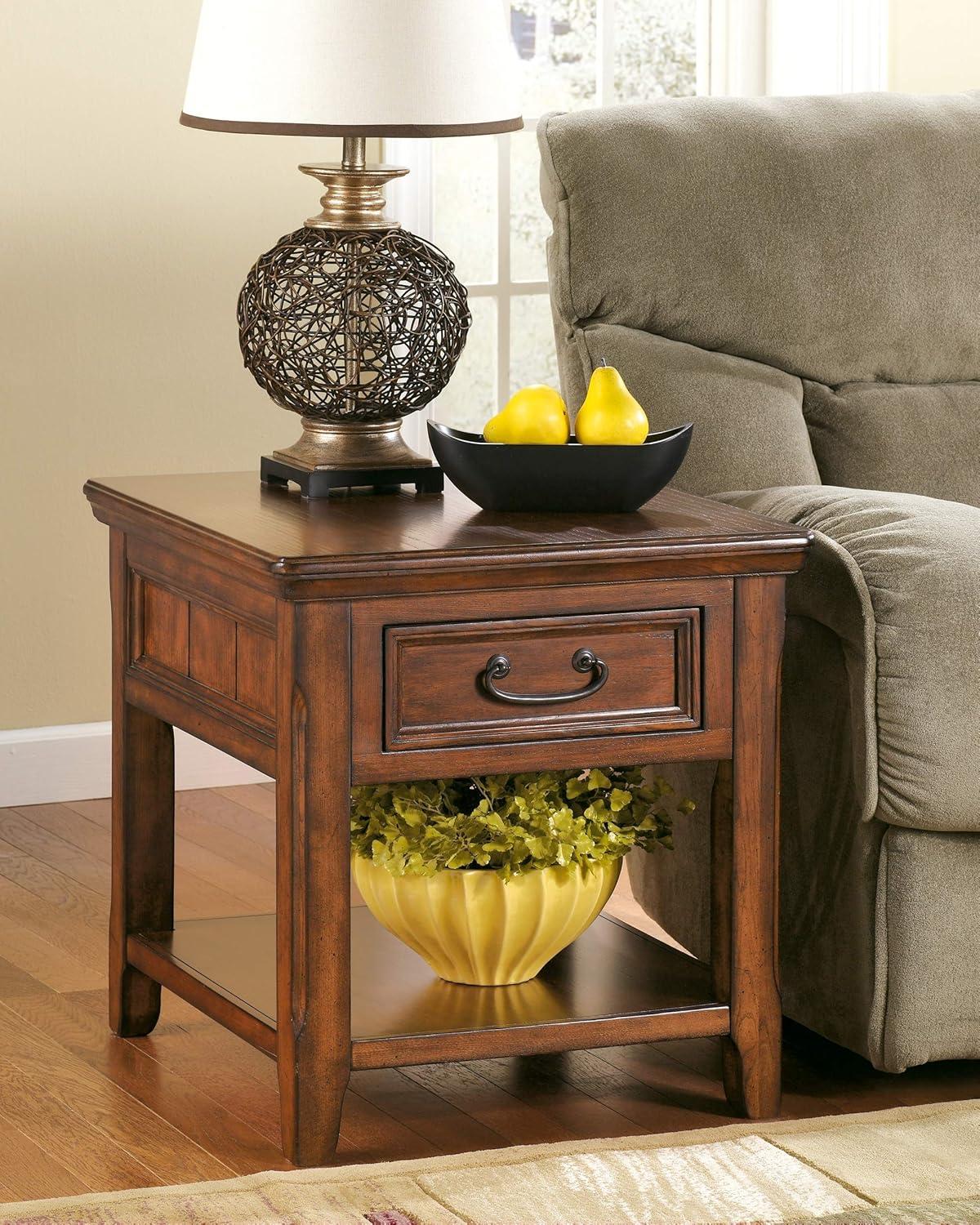 Woodboro Rustic Refined Brown Rectangular End Table with Storage