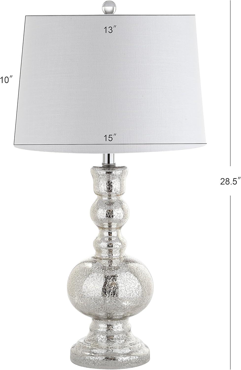 JONATHAN Y JYL1061D-SET2 Genie 28.5" Glass LED Table Lamp, Contemporary, Transitional for living room, dinning room, bedroom, office Bulb Included, Mercury Silver (Set of 2)