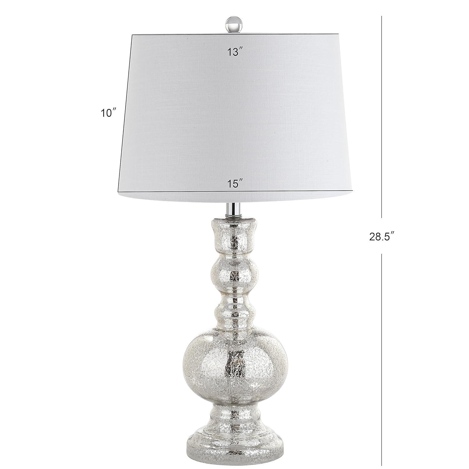 JONATHAN Y JYL1061D-SET2 Genie 28.5" Glass LED Table Lamp, Contemporary, Transitional for living room, dinning room, bedroom, office Bulb Included, Mercury Silver (Set of 2)