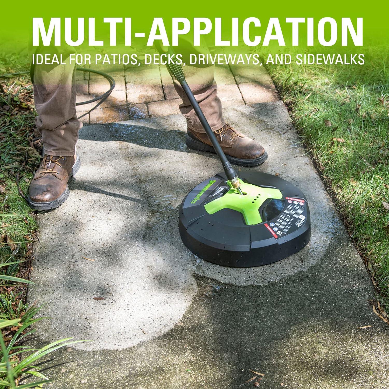 GreenWorks 5210902 15" Extension Included Surface Cleaner, Green