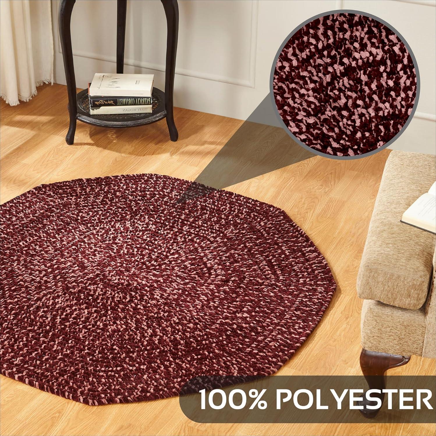 Better Trends Chenille Tweed Polyester 72" Octagonal Rug, Indoor Use, for Adult - Burgundy/Mauve