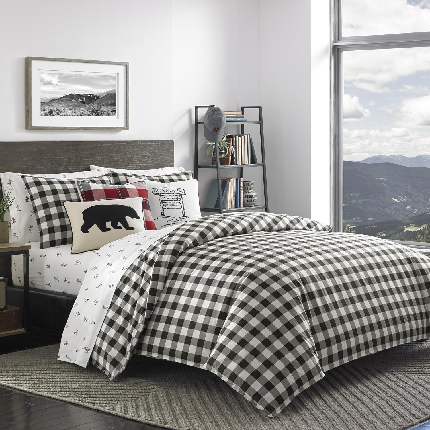 Eddie Bauer  Black/White Mountain Plaid Comforter Set