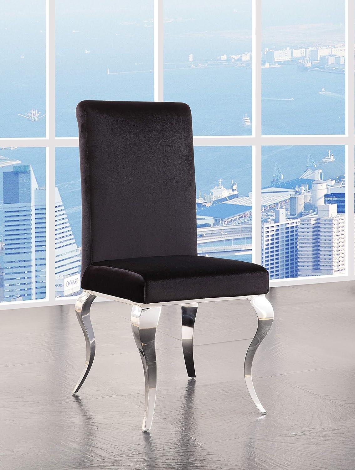 ACME Fabiola Side Chair (Set of 2) in Fabric and Stainless Steel