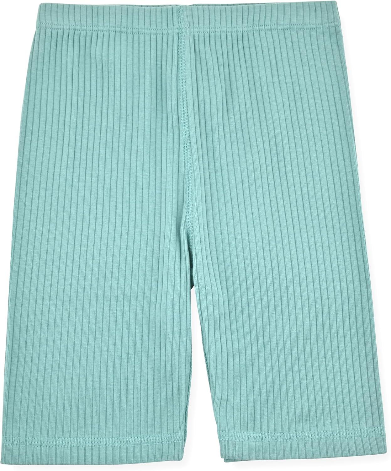 Sleep On It 100% Organic Cotton Rib Knit Snug-Fit 6-Piece Pajama Sets for Boys & Girls, Green & Light Blue Size 5