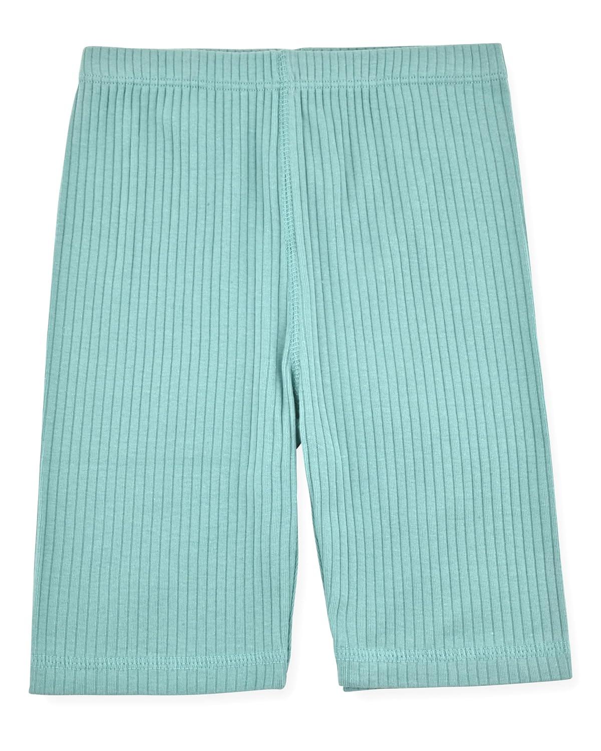 Sleep On It 100% Organic Cotton Rib Knit Snug-Fit 6-Piece Pajama Sets for Boys & Girls, Green & Light Blue Size 5