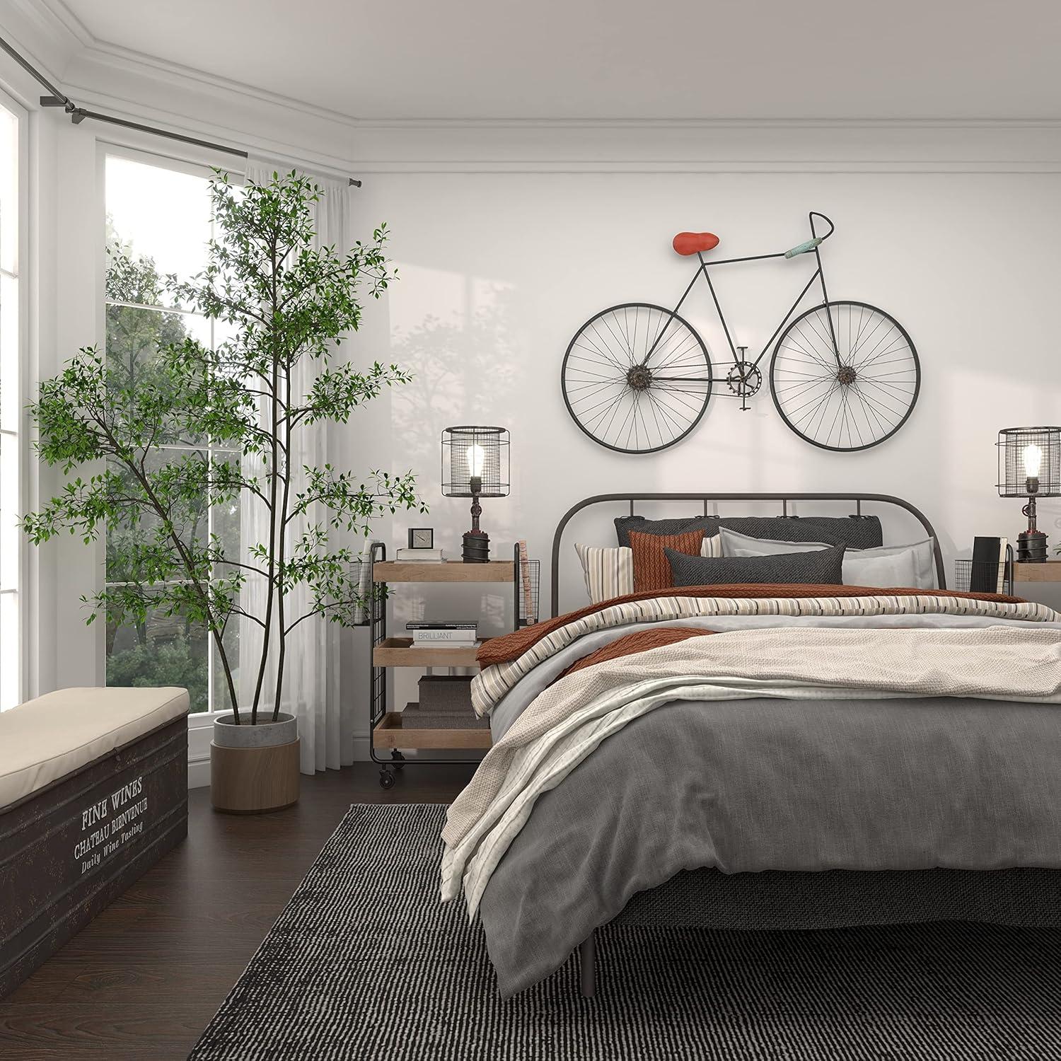 Deco 79 Metal Bike Wall Decor with Seat and Handles, 56" x 3" x 37", Black