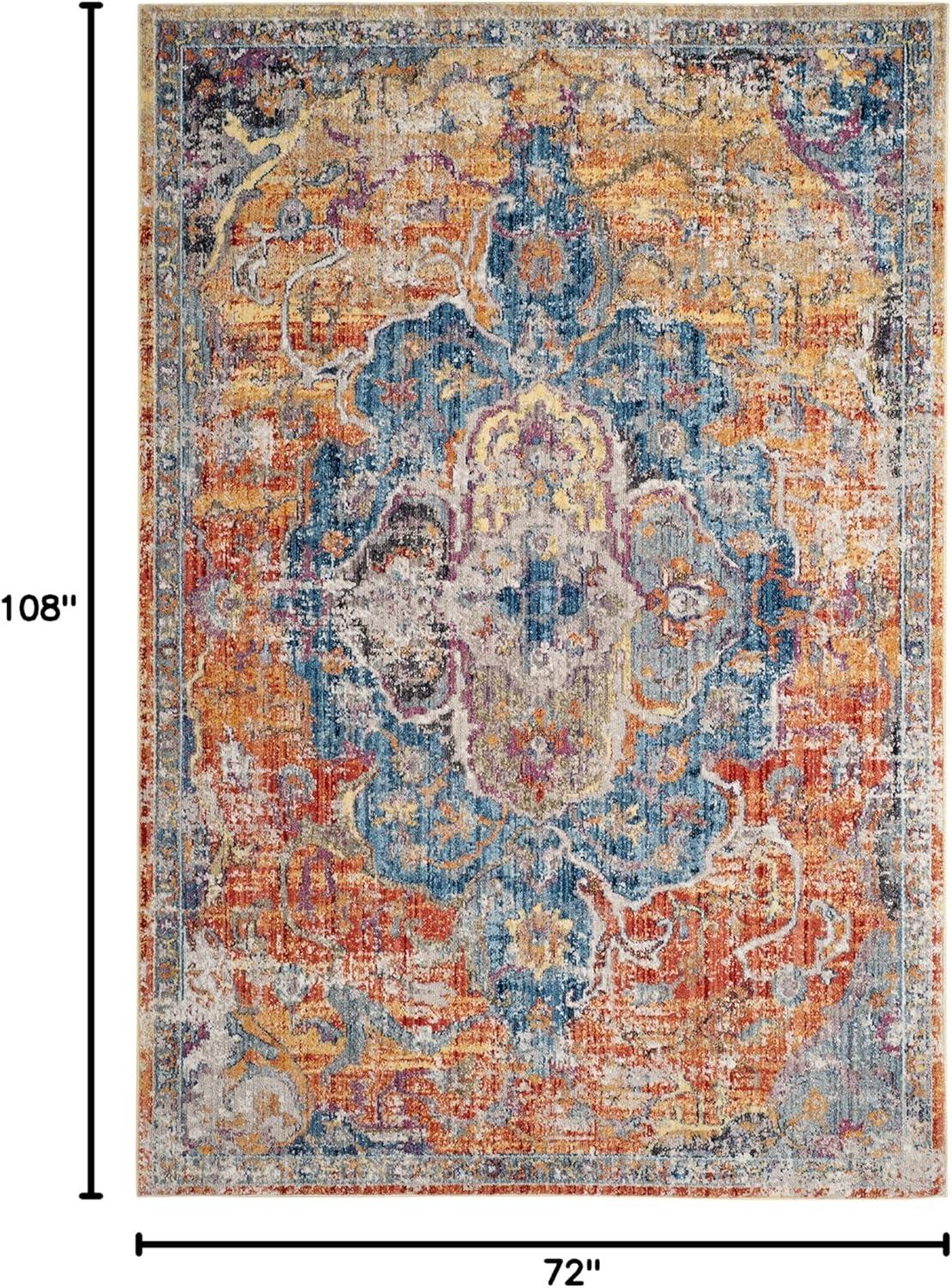 Bristol BTL350 Power Loomed Area Rug Blue / Orange 6' X 9' - Safavieh.