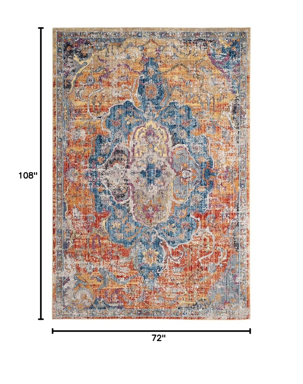 Bristol BTL350 Power Loomed Area Rug Blue / Orange 6' X 9' - Safavieh.