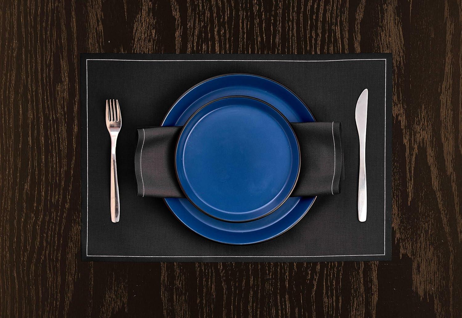 Stone Lain Albie 16-Piece Dinnerware Set Stoneware, Blue and Black