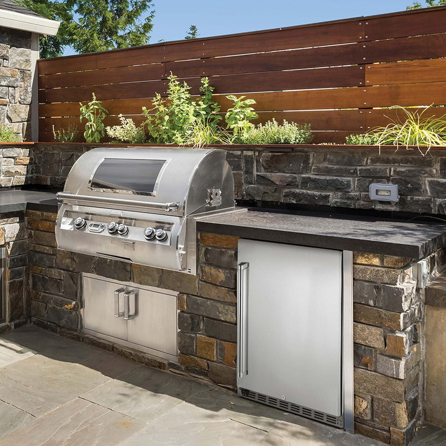 Newair 24" 5.3 Cu. Ft. Commercial Stainless Steel Built-in Beverage Refrigerator, Steel Interior, Weatherproof and Outdoor Rated, ENERGY STAR