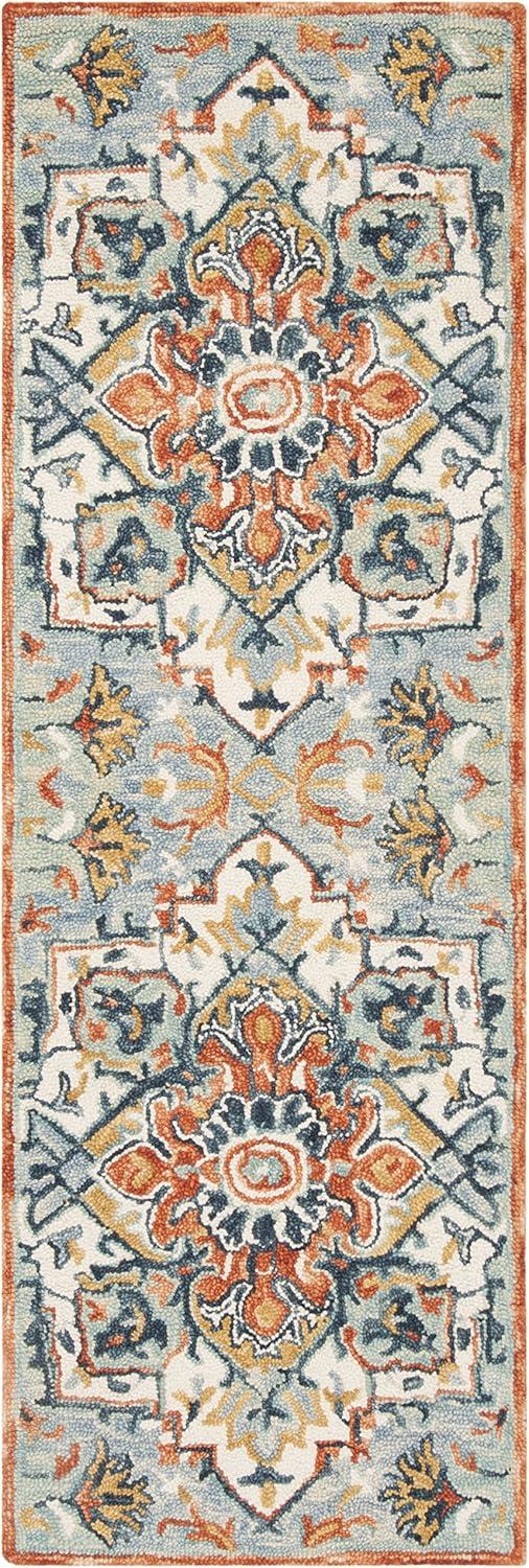 Aspen Blue/Rust 2 ft. x 7 ft. Floral Runner Rug