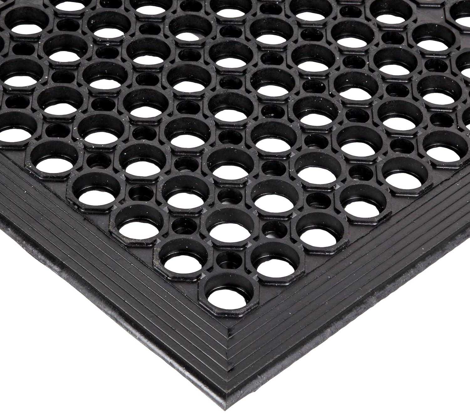 Sanitop Black Rubber Anti-Fatigue Drainage Mat 3' x 10'