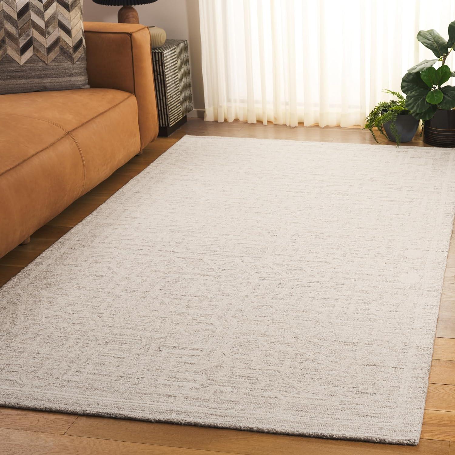 Abstract ABT468 Handmade Indoor Area Rug - Ivory/Brown - 6'x9' - Safavieh