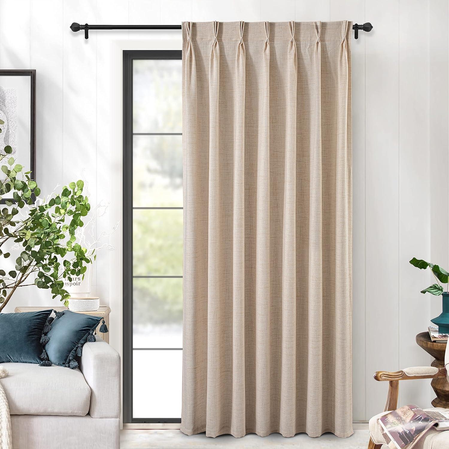 DriftAway Pinch Pleat Valance Kitchen Curtains Linen Textured Short Curtains for Small Window Bathroom 2 Panels Cafe Curtains Back Tabs Farmhouse Rustic Curtain 30 x 24 Inches Light Linen