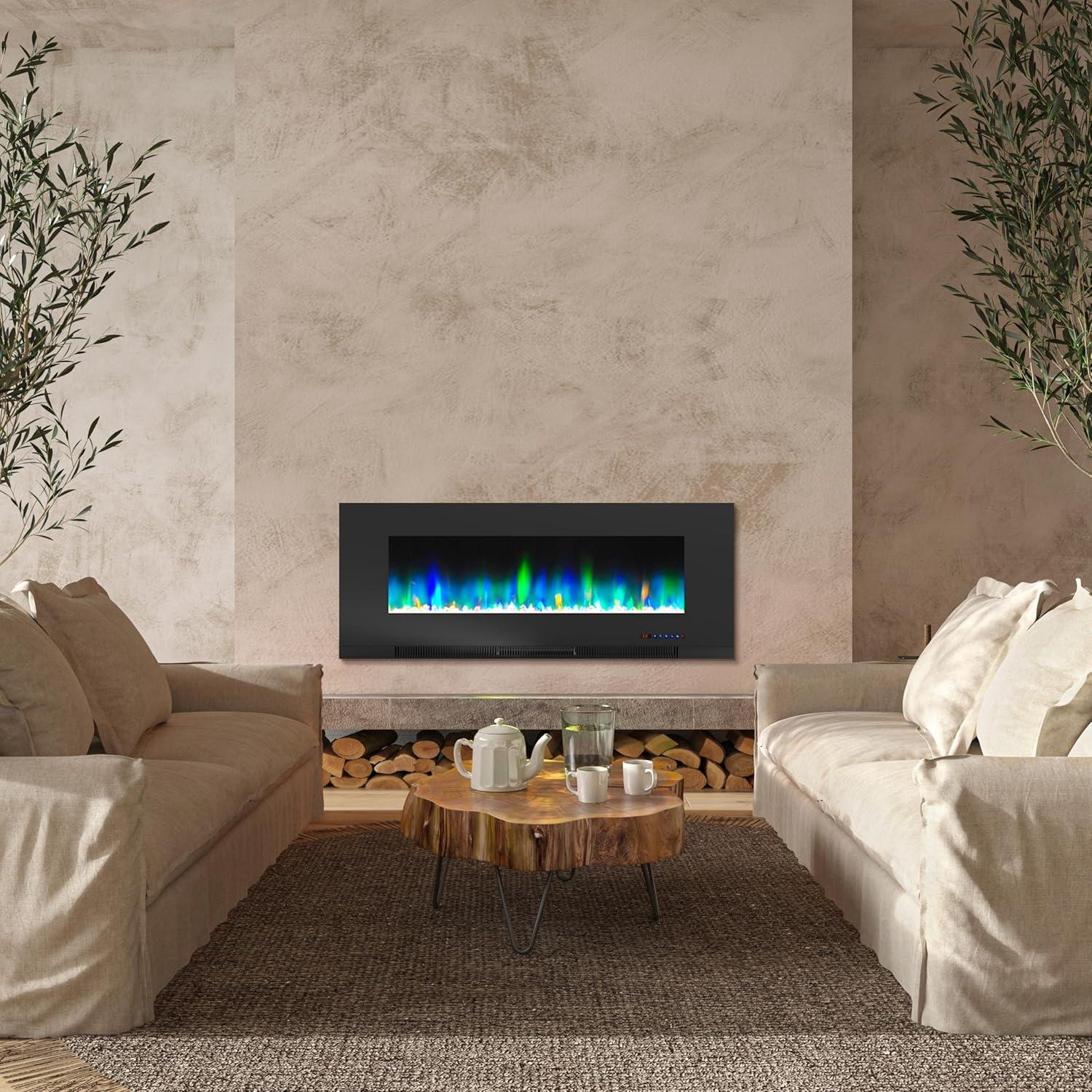 Cambridge Cambridge Wall Mount Electric Fireplace Heater with Remote Control for Indoor Use in Living Room, Bedroom, Home Office