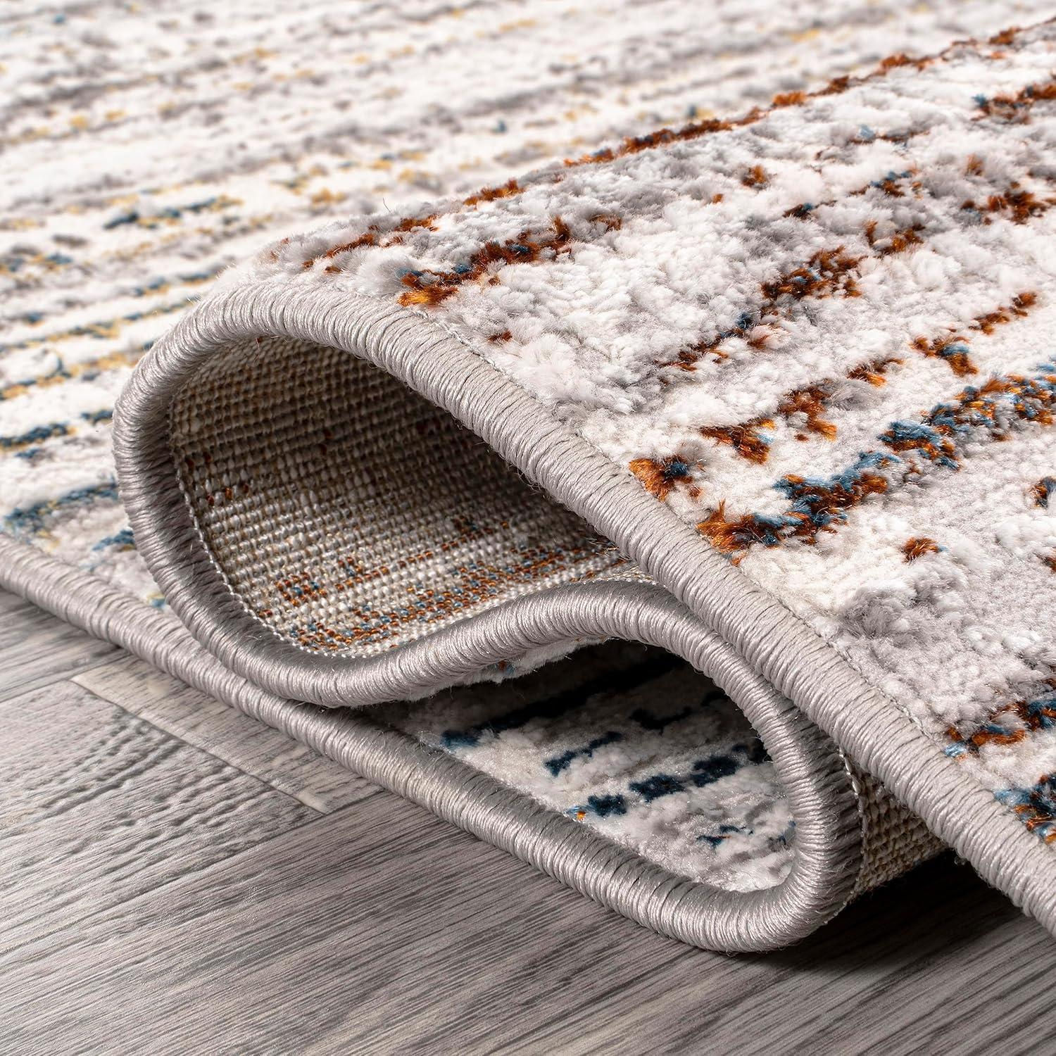JONATHAN Y Loom Modern Strie'  Gray/Blue/Orange 3 ft. x 5 ft. Area Rug