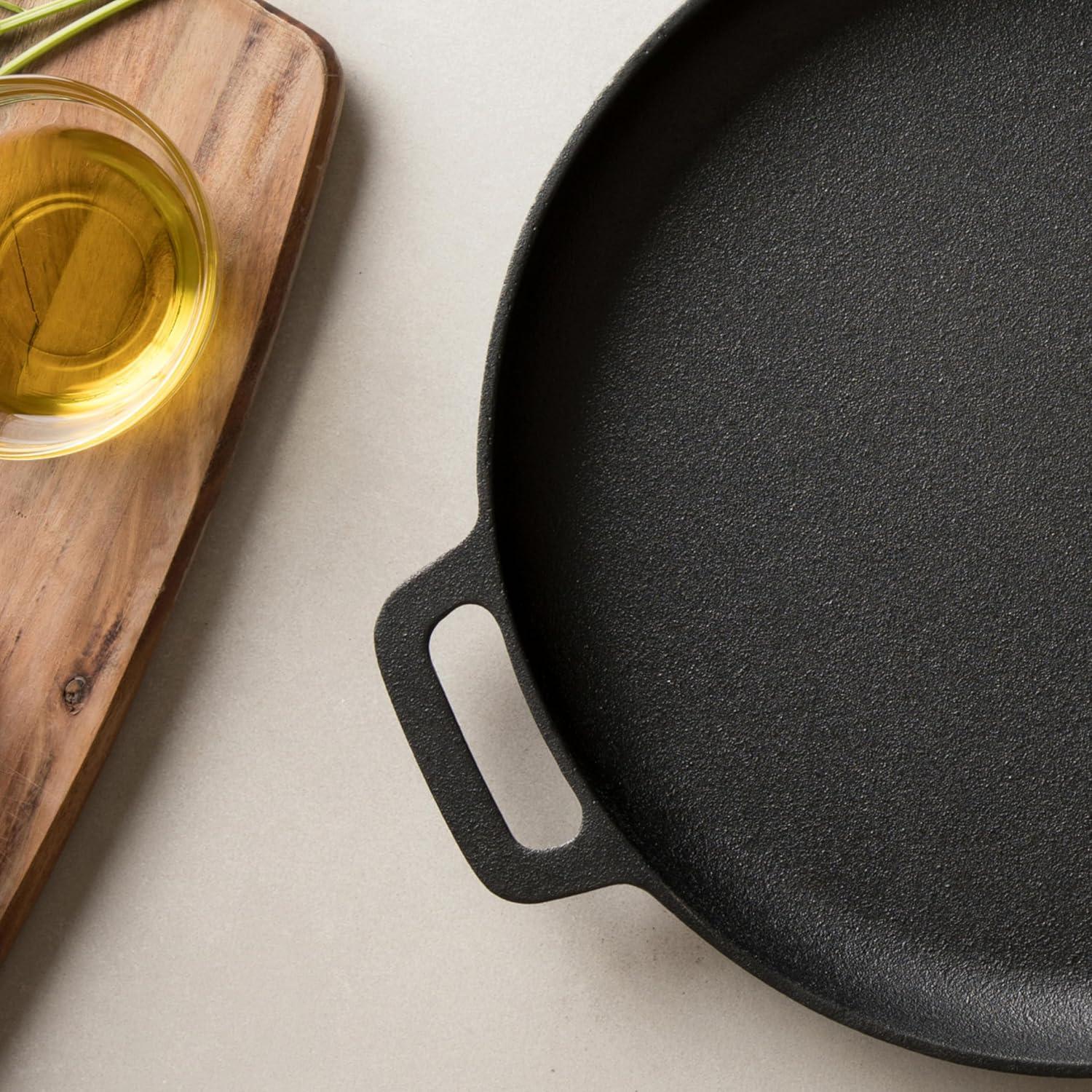 Bruntmor 16'' Pre-Seasoned Cast Iron Skillet with Double Loop Handles -Black