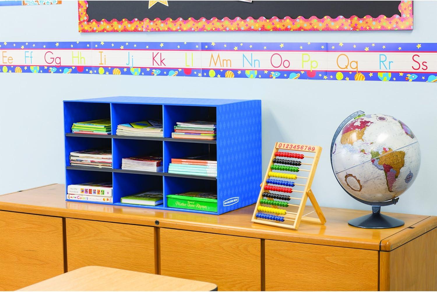 Blue Multi-Layered 9-Compartment Classroom Literature Sorter