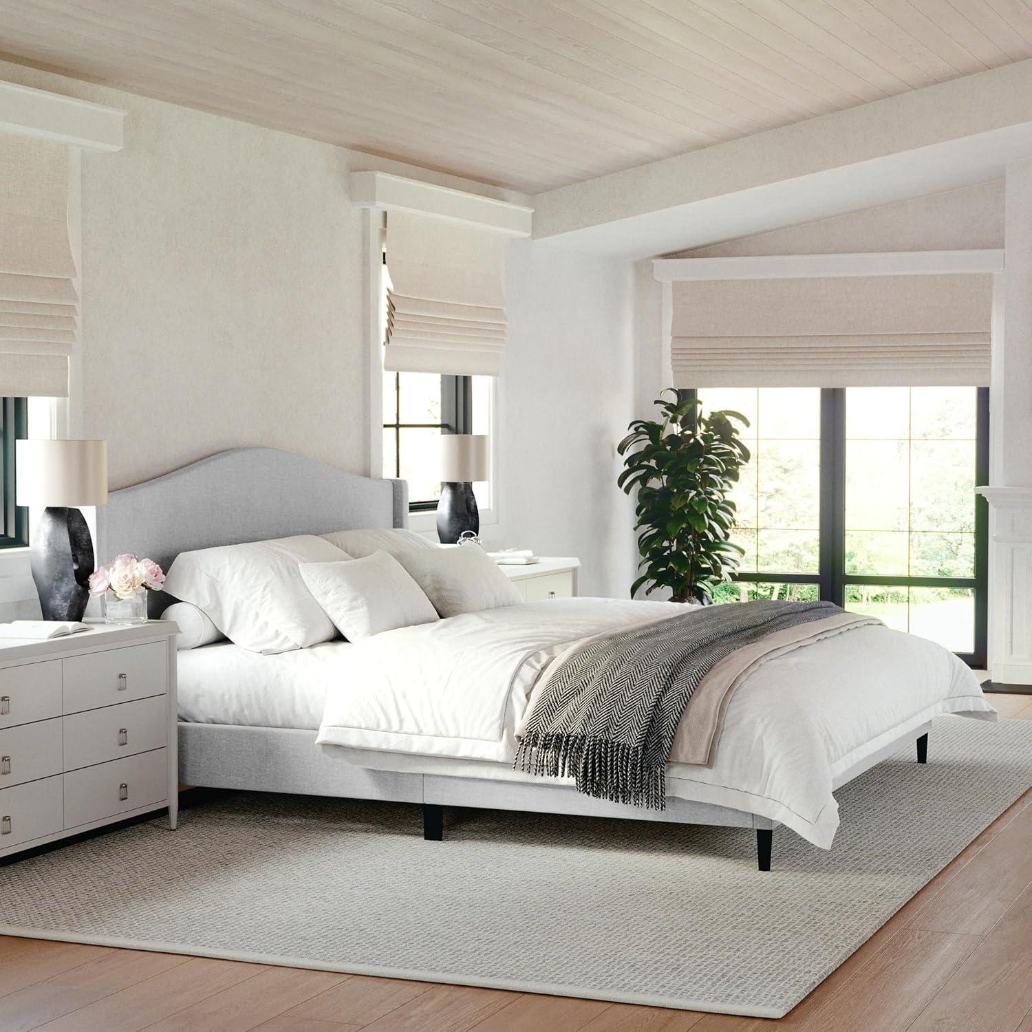 Martha Stewart Martha Stewart Amelia Upholstered Platform Bed With Curved Headboard