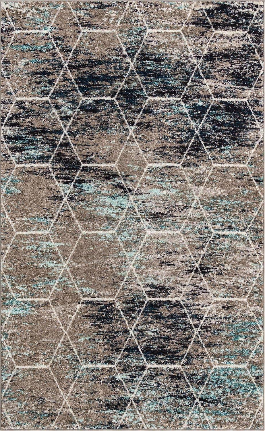 Unique Loom 5' 0 x 8' 0 Trellis Frieze Geometric Black Area Rug