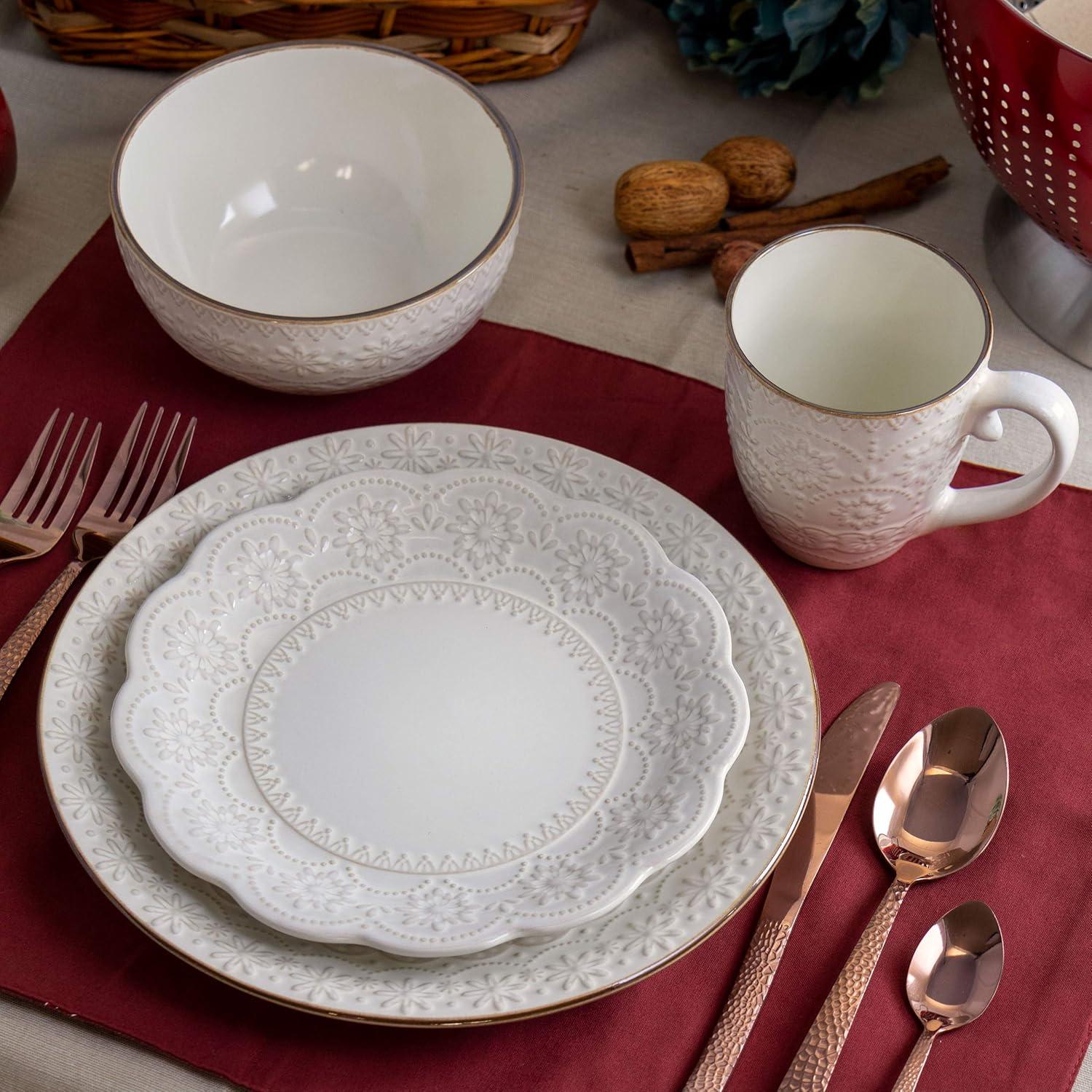 Elama 16 Piece Stoneware Dinnerware Set - Service for 4