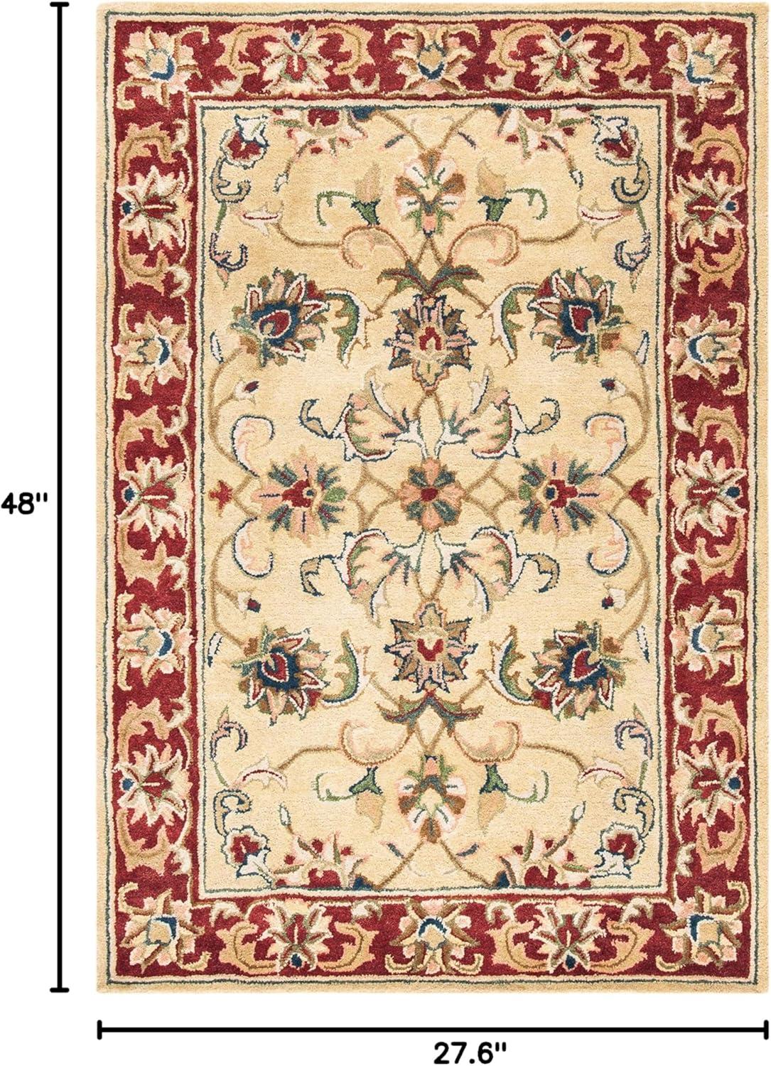 SAFAVIEH Classic Nicholas Floral Bordered Wool Area Rug, Gold/Red, 2'3" x 4'