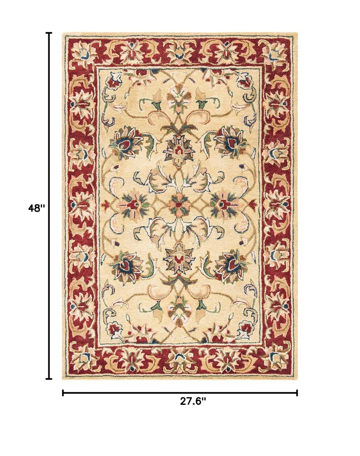 SAFAVIEH Classic Nicholas Floral Bordered Wool Area Rug, Gold/Red, 2'3" x 4'