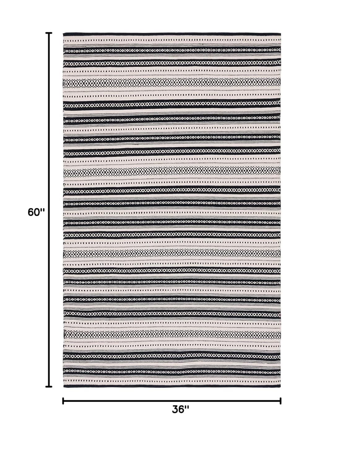 Montauk MTK726 Hand Woven, Flat Weave Indoor Accent Rug - Black/Ivory - 3'x5' - Safavieh