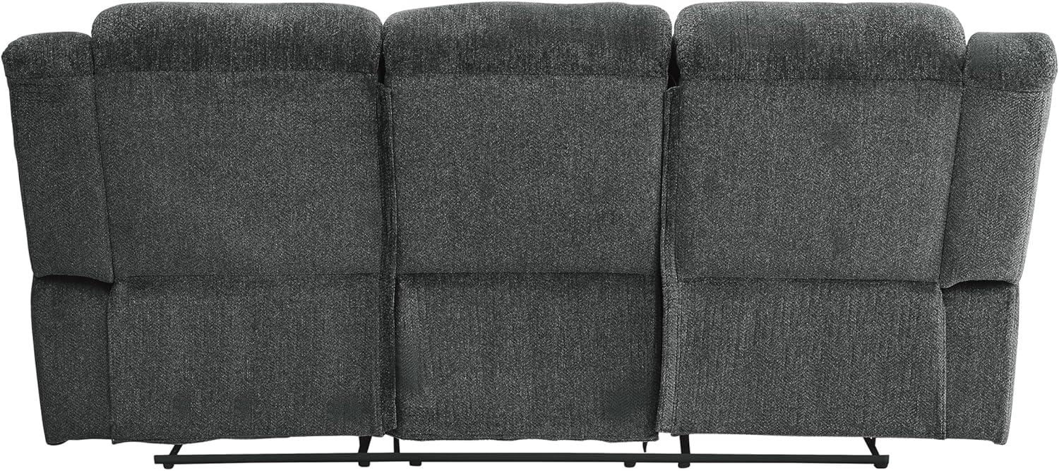 Transitional Charcoal Gray Fabric Reclining Sofa with Nailhead Accents