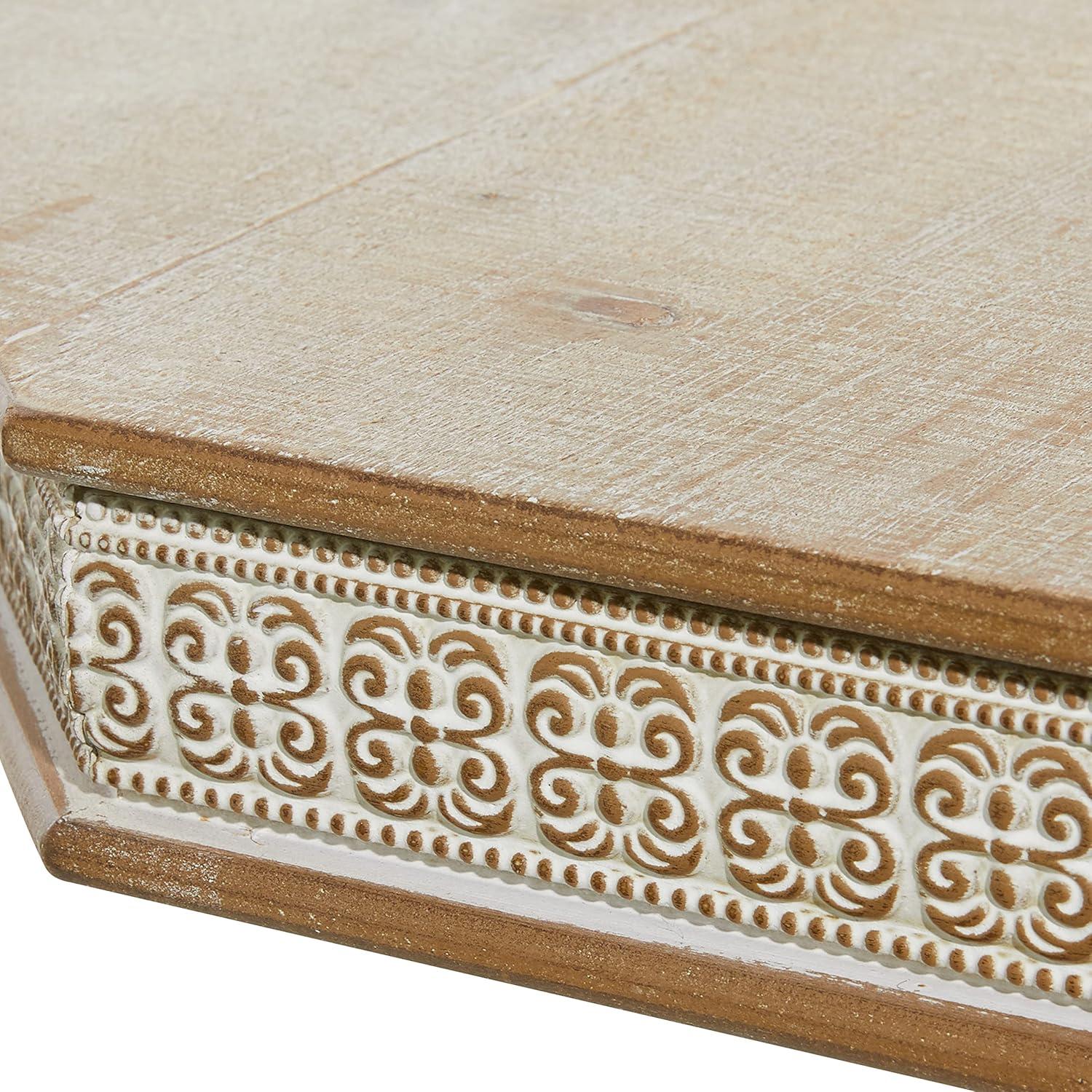 Farmhouse Whitewashed Wood Accent Table Brown - Olivia & May: Handcrafted, No Assembly Required