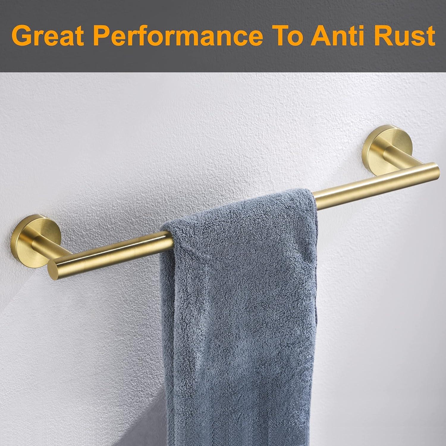 24-inch Wall Mounted Towel Bar for Kitchen and Bathroom, Brushed Gold, by RARXTR