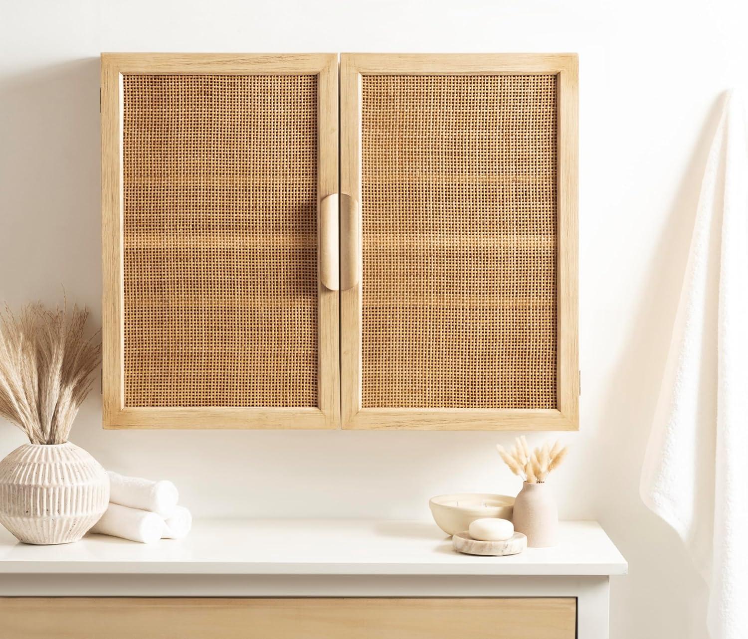 Kate & Laurel All Things Decor Ori Rattan Wall Cabinet Natural