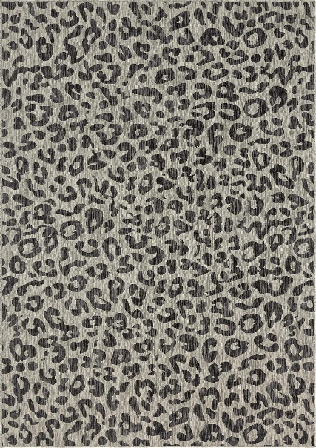 Unique Loom Outdoor Safari Collection Area Rug - Leopard (8' x 11' 4" Rectangle Light Gray/Gray)