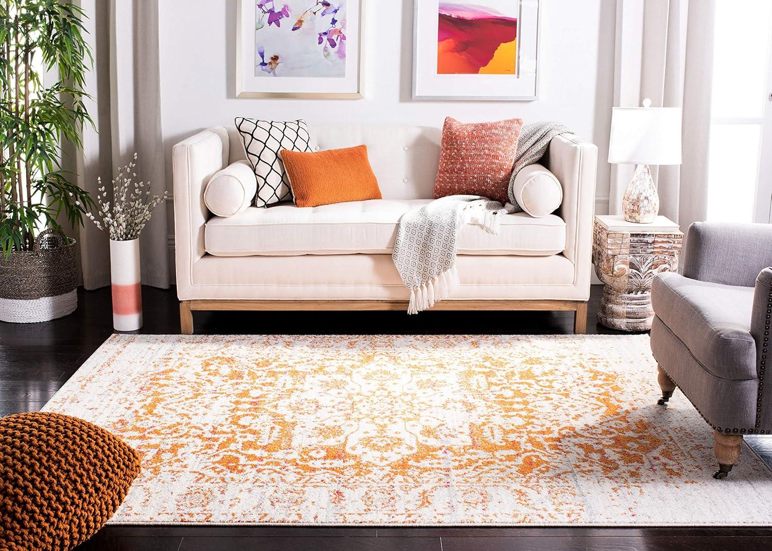 Madison MAD603 Power Loomed Indoor Area Rug - Orange/Ivory - 9'x12' - Safavieh