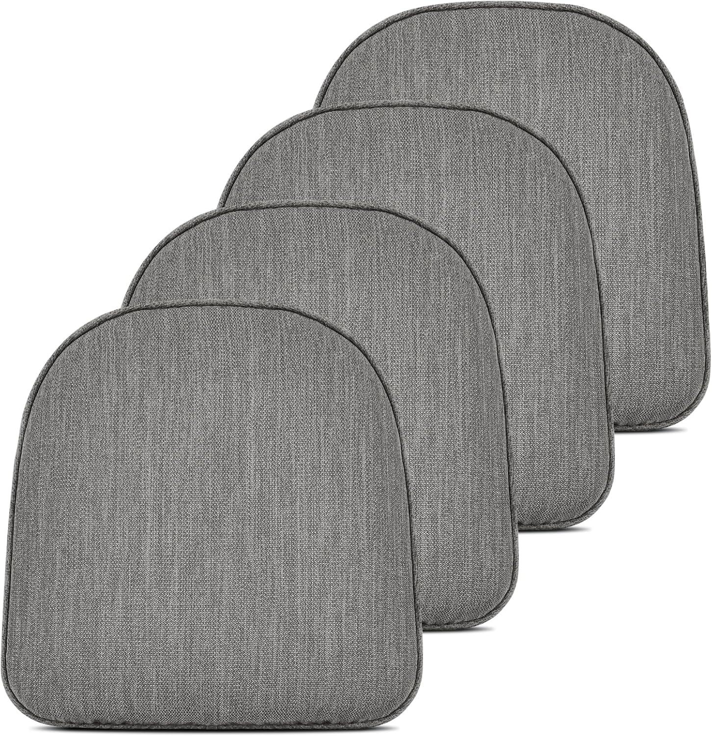 Shinnwa Chair Cushions Set of 4 Seat Cushions Soft Velvet Non Slip Chair Pads for Kitchen Dining Chairs 15 x 16 inch, Gray