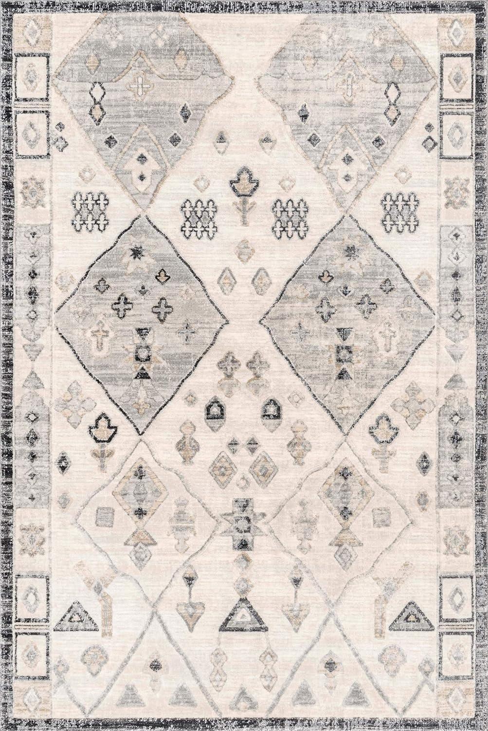 Reversible Geometric Synthetic Area Rug 4' x 6' - Easy Care Design