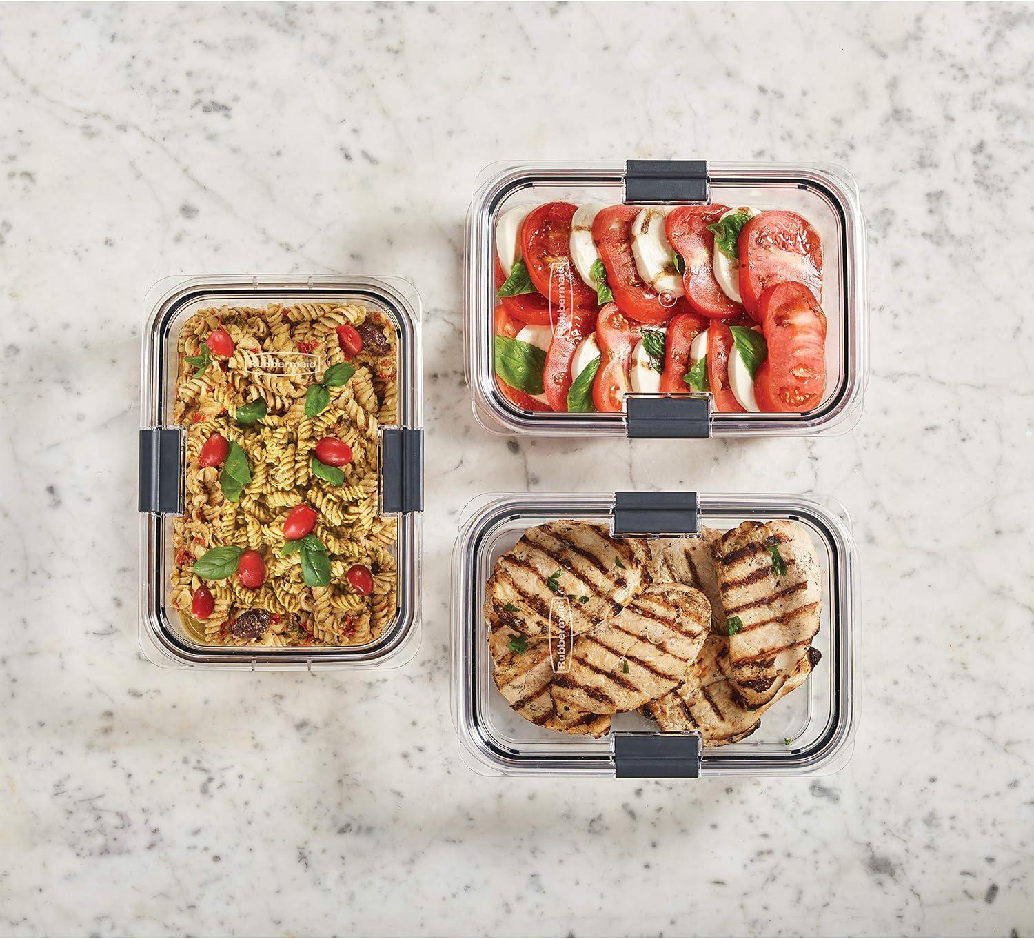 Rubbermaid 6013375 Brilliance Clear Food Container & Lid, Pack of 3