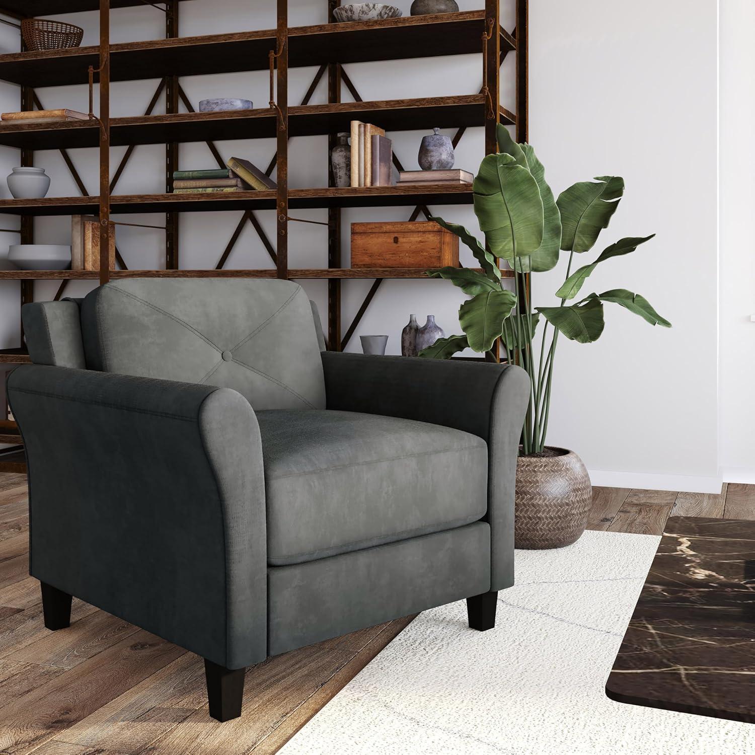 Lifestyle Solutions Harvard Chair in Dark Gray Microfiber Upholstery
