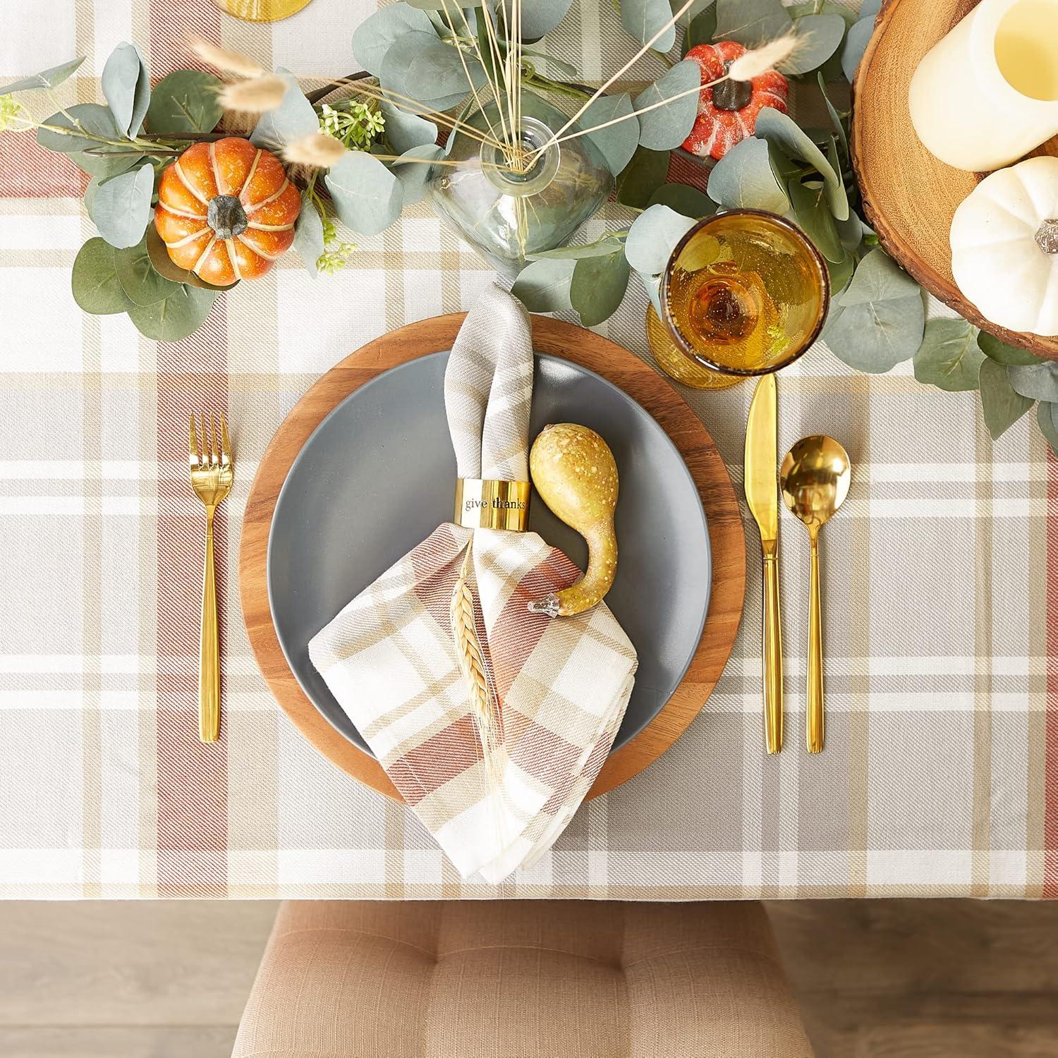 DII Thankful Autumn Collection Fall Tabletop Decoration, Square Napkin Set, 20x20, Cozy Picnic Plaid, 6 Piece