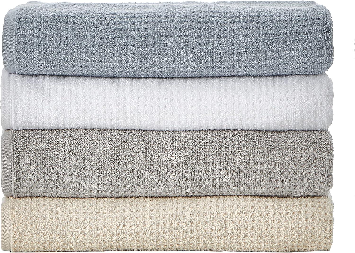 Oasis Beige 8-Piece Cotton Towel Set with Waffle Texture