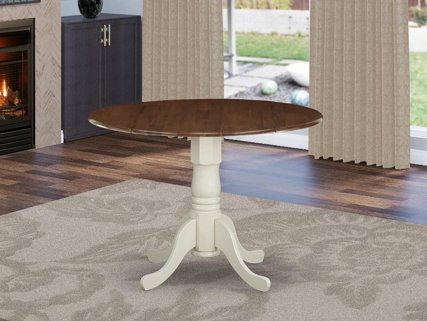 East West Furniture,Dining Table Walnut & Linen White